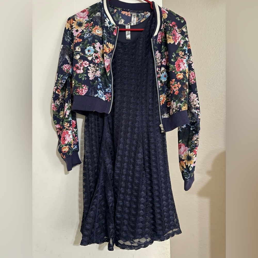 Floral girls dress with jacket